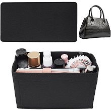 WADORN Felt Tote Bag Insert Organizer, Felt Handbag Organizer Multiple Compartments Toiletry Bag Insert Interior Shaper Detachable Rectangle Bag In Bag for Speedy 30 Neverfull PM, Black