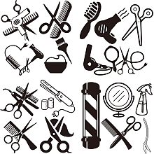 GORGECRAFT 4 Styles Hair Stylist Decal Small Comb Stickers Self Adhesive Car Sticker Hair Dryer Wall Decal Waterproof Automotive Exterior Decoration Stickers for SUV Truck Motorcycle