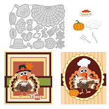 GLOBLELAND Turkey Cutting Dies Metal Animals Pumpkin Pizza Embossing Stencils Die Cuts for Paper Card Making Decoration DIY Scrapbooking Album Craft Decor