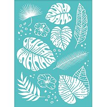 OLYCRAFT 2pcs Self-Adhesive Silk Screen Printing Stencil Various Leaf Pattern Stencil Reusable Mesh Stencils Transfer Washable Home Decor for DIY T-Shirt Fabric Painting Decoration - 7.7x5.5Inch