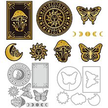 GLOBLELAND 8Pcs Divination Metal Cutting Dies and Hot Foil Plate Divination Metal Die Cuts Embossing Stencils for DIY Scrapbooking Paper Cards Decor Embossing Foil Handmade Craft