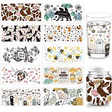 Arricraft 10 Pcs 10 Styles Cup Transfer Sticker, Insects Cup Transfer Paper Animals Rub on Stickers UV DTF Cat Dog Cup Wrap Sticker Waterproof Rub Decals for Craft Glass