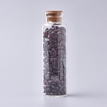 Honeyhandy Glass Wishing Bottle, For Pendant Decoration, with Garnet Chip Beads Inside and Cork Stopper, 22x71mm