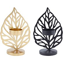 PandaHall Elite 2 Colors Tealight Candle Holder Leaf Style Metal Modern Tealight Holder Iron Candle Holder Decor for Wedding Home Hotel Living Room Table Decorations