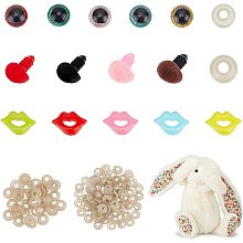 PandaHall Elite 140pcs Safety Eyes Noses Lip, 15 Styles Craft Plastic Glitter Animal Eyes Crochet Eyes with Washers Bear Nose and Human Mouth for Amigurumi Puppet Teddy Bear Crochet Plush Animal Making