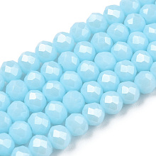 Honeyhandy Electroplate Glass Beads Strands, Pearl Luster Plated, Faceted, Rondelle, Light Blue, 2.5x2mm, Hole: 0.4mm, about 150~170pcs/strand, 11 inch(28cm)