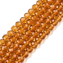 Glass Beads Strands, Faceted, Rondelle, Goldenrod, 4mm, Hole: 0.9mm, about 113~115pcs/strand, 16.14~16.34 inch(41~41.5cm)