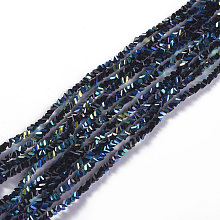 Honeyhandy Electroplate Glass Beads Strands, AB Color Plated, Triangle, Black, 2.2~3x3~4.7x2~3mm, Hole: 0.7mm, about 171~181pcs/strand, 12.4 inch~14.84 inch(31.5~37.7cm)