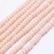 Honeyhandy Opaque Glass Beads Strands, Faceted, Rondelle, Lavender Blush, 2.5x1.5~2mm, Hole: 0.5mm, about 185~190pcs/strand, 13.7 inch~14.1 inch