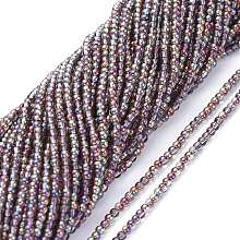 Honeyhandy Electroplate Glass Beads Strands, Full Rainbow Plated, Round, DarkSlate Blue, 2.5mm, Hole: 0.7mm, about 177pcs/Strand, 14.09 inch(35.8cm)