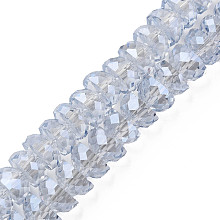 Electroplate Transparent Glass Beads Strands, Pearl Luster Plated, Faceted, Half Round, Cornflower Blue, 9x5mm, Hole: 1.6mm, about 75pcs/strand, 16.14 inch(41cm)