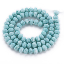 Arricraft Opaque Baking Painted Glass Beads Strands, Imitation Stones, Faceted, Rondelle, Dark Turquoise, 6x5mm, Hole: 1mm, about 80~81pcs/strand, 14.76 inch~14.96 inch(37.5~38cm)