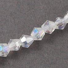 NBEADS 10 Strands AB Color Plated Bicone Glass Beads, 2x3mm, Hole: 0.5mm; about 200pcs/strand, 16.5"