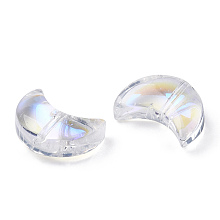 Honeyhandy Electroplate Transparent Glass Beads, AB Color Plated, Crescent Moon, Clear AB, 14x10x5.5mm, Hole: 1mm