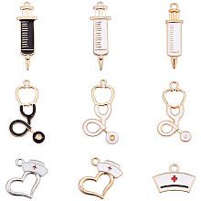 PH PandaHall 38pcs 7 Shapes Medical Nurse Charms Stethoscope Injection Syringe Nurse Cap Hat Heart Charms Nurse Day Theme Enamel Pendants for Necklace Bracelet Earrings Jewelry Making