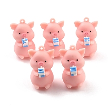 Honeyhandy PVC Pendants, for DIY Keychain Making, Pig with Milk, Pink, 40x25x29mm, Hole: 2.5mm