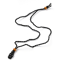 Honeyhandy Necklace Makings, with Wax Cord and Wood Beads, Black, 28-3/8 inch(72~80cm)