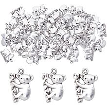 SUNNYCLUE 1 Box 50Pcs Koala Bear Charm Silver Koala Charms Bulk Tibetan Alloy Zoo Animal Charm for Jewelry Making Charms Supplies DIY Craft Necklace Bracelet Earring Crafting Women Beginners Adults