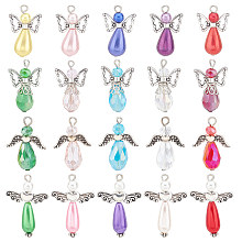 SUNNYCLUE 1 Box 60Pcs Angel Charms Angel Beads Beading Guardian Angel Charm Beaded Wings Faceted Glass Charms for Jewelry Making Charm Party Favor Gift DIY Necklace Earring Keychain Craft Mixed Color