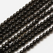 Honeyhandy Natural Obsidian Round Bead Strands, 3mm, Hole: 0.8mm, about 126pcs/strand, 16 inch