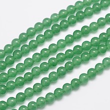 Honeyhandy Natural & Dyed Malaysia Jade Bead Strands, Imitation Green Aventurine, Round, Medium Sea Green, 6mm, Hole: 0.8mm, about 64pcs/strand, 15 inch