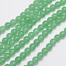 Honeyhandy Natural & Dyed Malaysia Jade Bead Strands, Imitation Green Aventurine, Round, Medium Sea Green, 8mm, Hole: 1.0mm, about 48pcs/strand, 15 inch