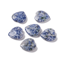 Natural Blue Spot Jasper Beads, No Hole, Heart, 24.5~25.5x25~25.5x6.5~7.5mm