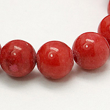 Honeyhandy Natural Mashan Jade Round Beads Strands, Dyed, FireBrick, 6mm, Hole: 1mm, about 69pcs/strand, 15.7 inch