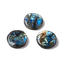 Honeyhandy Natural Labradorite Cabochon, Flat Round with Face, 41~43x10.5~14mm