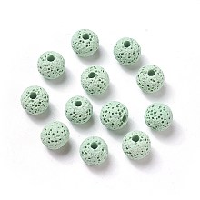 Honeyhandy Unwaxed Natural Lava Rock Beads, for Perfume Essential Oil Beads, Aromatherapy Beads, Dyed, Round, Light Green, 8.5mm, Hole: 1.5~2mm