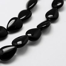 Honeyhandy Natural Black Onyx Beads Strands, Dyed & Heated, Teardrop, 15x11x5mm, Hole: 1mm, about 27pcs/strand, 15.7 inch