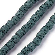 Honeyhandy Natural Lava Rock Beads Strands, Dyed, Column, Dark Slate Gray, 8~8.5x8~8.5mm, Hole: 2mm, about 46 pcs/Strand, 15.35 inch(39 cm)