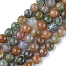 Honeyhandy Natural Indian Agate Beads Strands, Round, 8mm, Hole: 0.8mm, about 44~47pcs/strand, 14.80~14.96 inch(37.6~38cm)