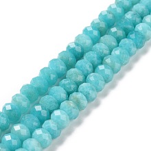 Natural Amazonite Beads Strands, Faceted, Rondelle, 8x5mm, Hole: 1mm, about 72pcs/strand, 15.47''(39.3cm)