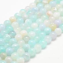 Honeyhandy Natural Striped Agate/Banded Agate Bead Strands, Round, Grade A, Dyed & Heated, Aquamarine, 6mm, Hole: 1mm, about 62~63pcs/strand, 14.5 inch