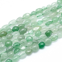 Honeyhandy Natural Green Aventurine Beads Strands, Tumbled Stone, Nuggets, 5~12x6~7mm, Hole: 0.8mm, about 46~57pcs/strand, 15.16 inch(38.5cm)