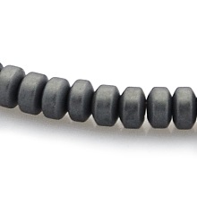 Honeyhandy Matte Style Frosted Non-magnetic Synthetic Hematite Column Beads Strands, Black, 3x2.3mm, Hole: 1mm, about 180pcs/strand, 15.7 inch