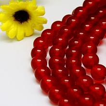 Honeyhandy Natural Malaysia Jade Bead Strands, Round Dyed Beads, Red, 8mm, Hole: 1mm, about 48pcs/strand, 15 inch