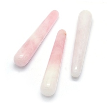 Honeyhandy Natural Rose Quartz Massage Sticks, Massage Wand, Massage Tools, Stick, 107~109x19.5mm