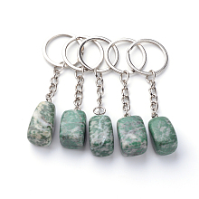 Honeyhandy Natural Jade Keychain, with Iron Findings, Platinum, 85~94mm