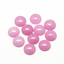 Honeyhandy Natural White Jade Cabochons, Dyed, Half Round/Dome, Hot Pink, 10x4~5mm