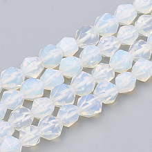 Honeyhandy Opalite Beads Strands, Star Cut Round Beads, Faceted, 6~7x5~6mm, Hole: 1mm, about 36~38pcs/strand, 14.2~14.6 inch