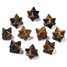 ARRICRAFT Natural Tiger Eye Beads, No Hole/Undrilled, Merkaba Star, 11~13.5x11~13.5x11~13.5mm