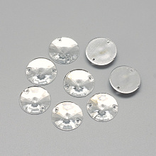 Honeyhandy Sew on Rhinestone, Transparent Acrylic Rhinestone, Two Holes, Garment Accessories, Garment Accessories, Faceted, Half Round/Dome, Clear, 18x5.5mm, Hole: 0.8~1mm