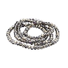 NBEADS 1 Strand Half Plated Faceted Abacus Electroplate Glass Beads, Silver Plated, 4x3mm, Hole: 1mm; about 150pcs/strand, 17.5"