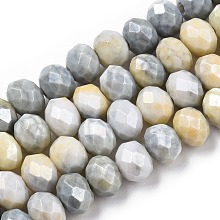 Honeyhandy Faceted Electroplated Glass Beads Strands, AB Color Plated, Abacus, Light Grey, 8~8.5x6~6.5mm, Hole: 1.4mm, about 66~67pcs/strand, 15.35 inch~16.57 inch(39~41.1cm)