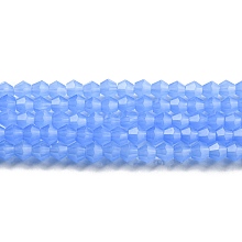 Honeyhandy Imitation Jade Glass Beads Strands, Faceted, Bicone, Dodger Blue, 4x4mm, Hole: 0.8mm, about 82~85pcs/strand, 30.5~31cm