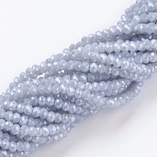 Honeyhandy Electroplate Glass Beads Strands, Pearl Luster Plated, Faceted, Rondelle, Blue Violet, 3x2mm, Hole: 0.8~1mm, about 185~190pcs/strand, 15.5~16 inch(39.3~40.6cm)