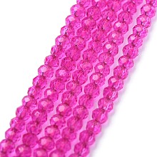 Honeyhandy Electroplate Glass Beads Strands, Pearl Luster Plated, Faceted, Abacus, Magenta, 2x1.5~1.6mm, Hole: 0.8mm, about 235pcs/Strand, 14.17 inch(36cm)