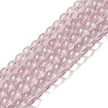 Glass Bead Strands, with Glitter Powder, Round, Old Rose, 6x5.5mm, Hole: 1mm, about 142pcs/strand, 29.92''(76cm)